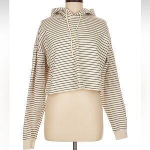 Urban Outfitters Out From Under Cropped Striped Hoodie – Beige/Black M